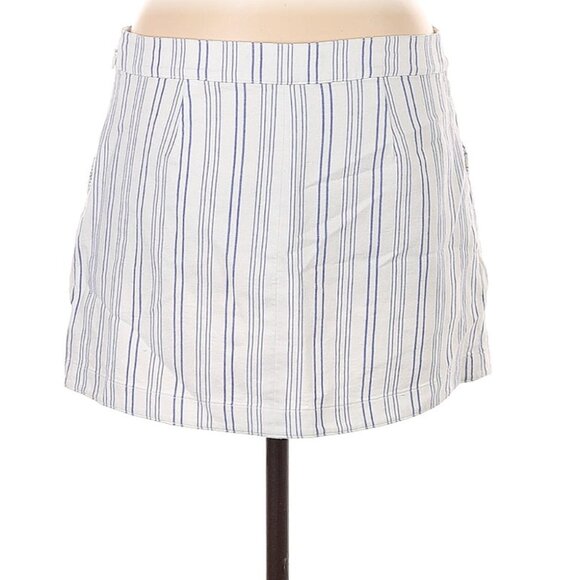 BCBGMAXAZRIA Beckett White Blue Striped Mini Skirt Size M - Picture 3 of 8